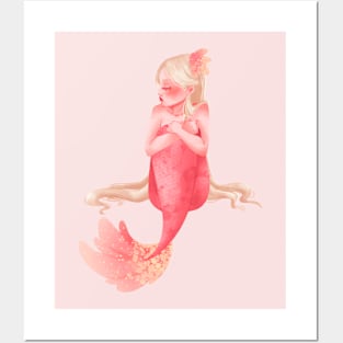 Pink Mermaid Posters and Art